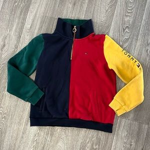 Tommy Hilfiger women’s vintage style color block sweater sz S, as is